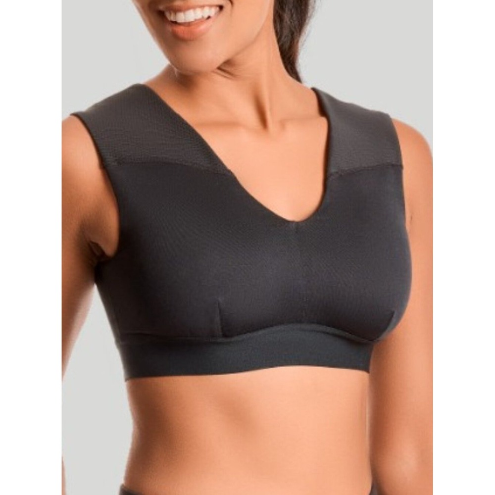 NEW Tommie Copper Large Black V-Neck Compression Znergy Shoulder Support Bra